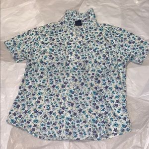 Blue and Purple Flowered Collared Shirt